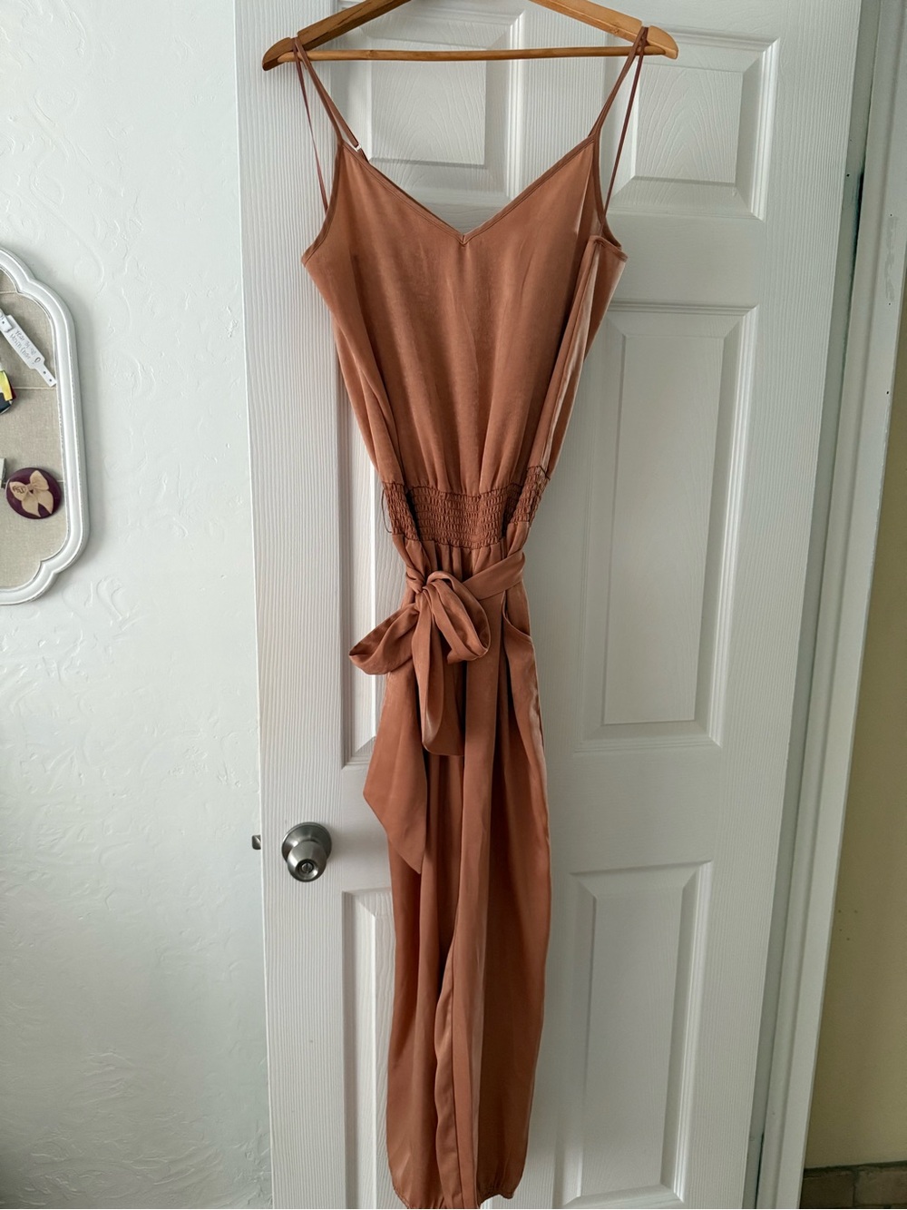 Rust-Tone Jumpsuit with Tie Waist